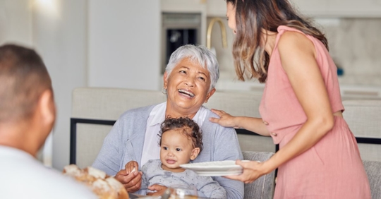 Multi-generational Hispanic family